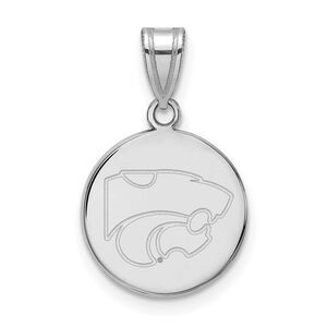 10k White Gold Kansas State Medium Disc Pendant